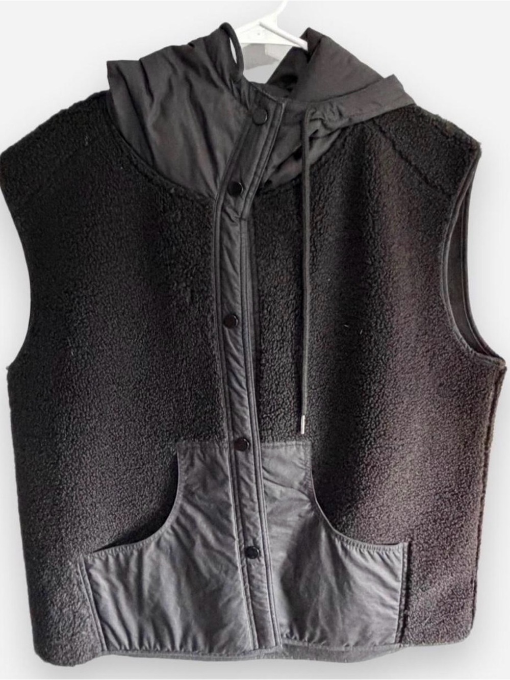 Women’s Black Sherpa Vest with Hood
